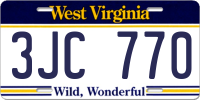 WV license plate 3JC770
