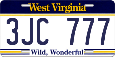 WV license plate 3JC777