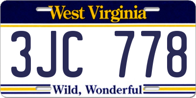 WV license plate 3JC778