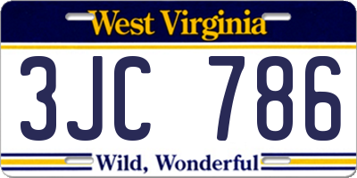 WV license plate 3JC786