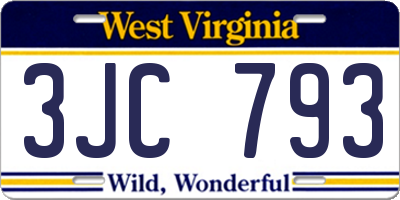 WV license plate 3JC793