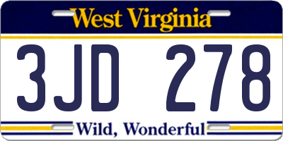 WV license plate 3JD278
