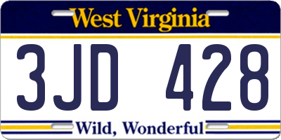 WV license plate 3JD428
