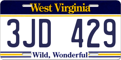 WV license plate 3JD429