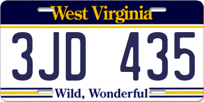 WV license plate 3JD435