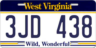 WV license plate 3JD438