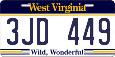 WV license plate 3JD449