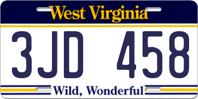 WV license plate 3JD458
