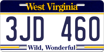 WV license plate 3JD460