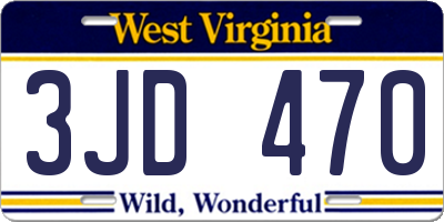 WV license plate 3JD470
