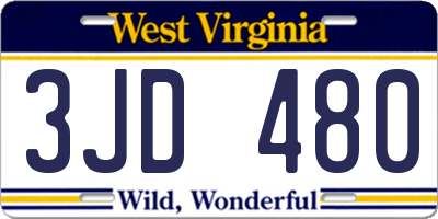 WV license plate 3JD480