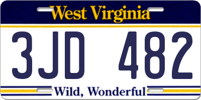 WV license plate 3JD482