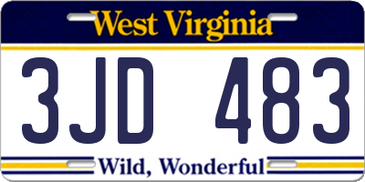 WV license plate 3JD483