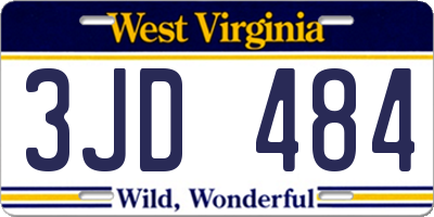 WV license plate 3JD484