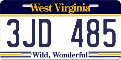 WV license plate 3JD485