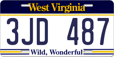 WV license plate 3JD487