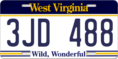 WV license plate 3JD488