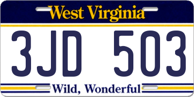 WV license plate 3JD503