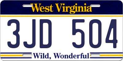 WV license plate 3JD504