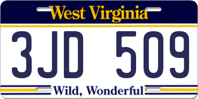 WV license plate 3JD509