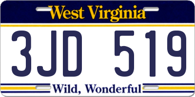 WV license plate 3JD519