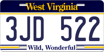 WV license plate 3JD522