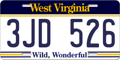 WV license plate 3JD526