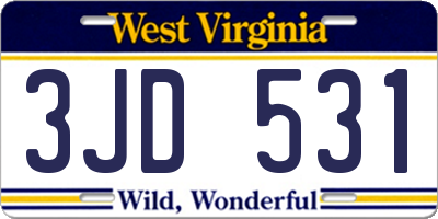WV license plate 3JD531