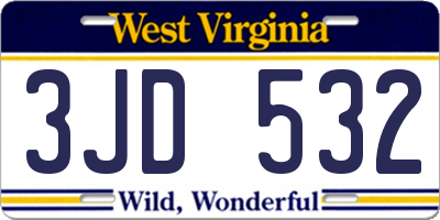 WV license plate 3JD532