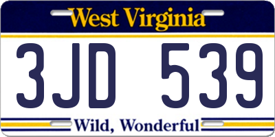 WV license plate 3JD539