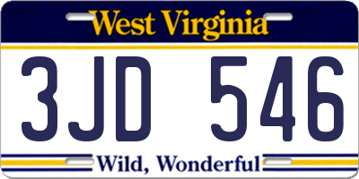 WV license plate 3JD546