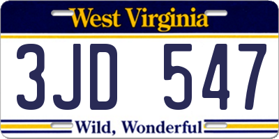 WV license plate 3JD547