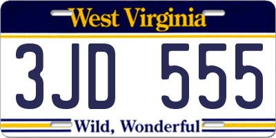 WV license plate 3JD555
