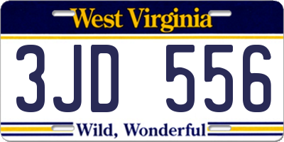 WV license plate 3JD556