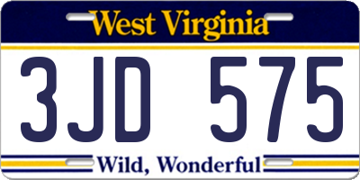 WV license plate 3JD575