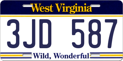 WV license plate 3JD587