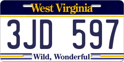 WV license plate 3JD597