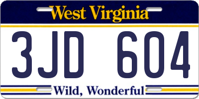 WV license plate 3JD604