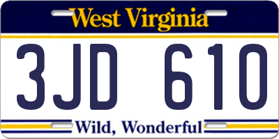 WV license plate 3JD610