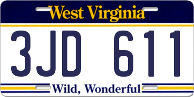 WV license plate 3JD611