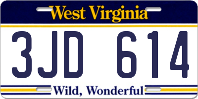WV license plate 3JD614
