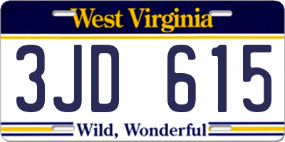 WV license plate 3JD615