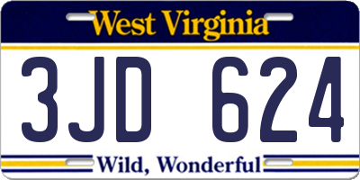 WV license plate 3JD624
