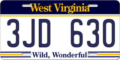WV license plate 3JD630