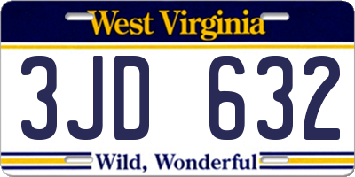 WV license plate 3JD632