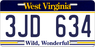 WV license plate 3JD634