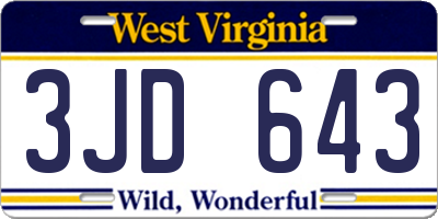 WV license plate 3JD643