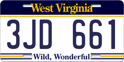 WV license plate 3JD661