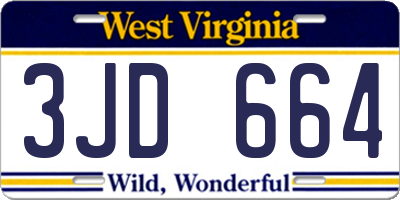 WV license plate 3JD664