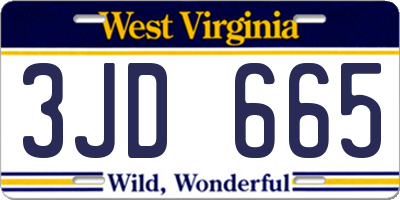 WV license plate 3JD665